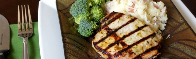 Grilled Basil and Garlic Pork Chops