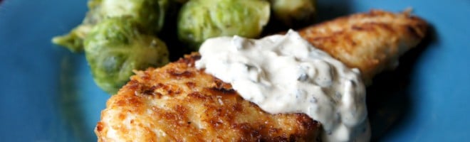 Parmesan Crusted Chicken with a Creamy Lemon-Chive Sauce