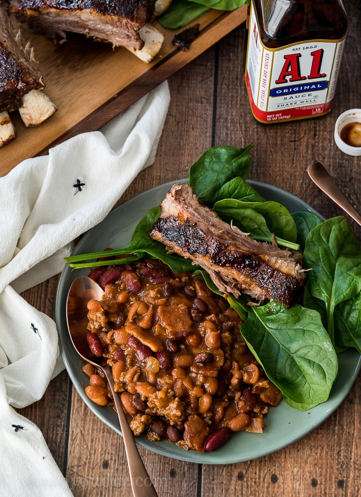 Slow Cooker Steakhouse Cowboy Baked Beans I Wash You Dry