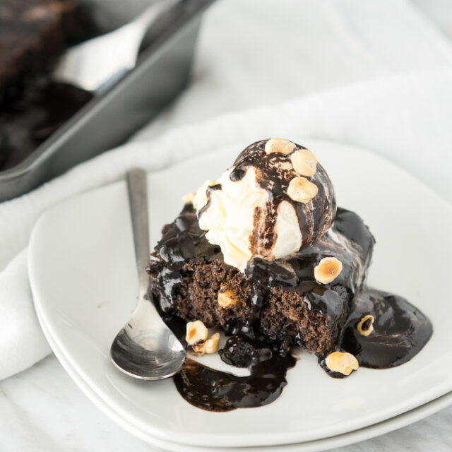 Dark Chocolate Brownie Pudding Cake I Wash You Dry