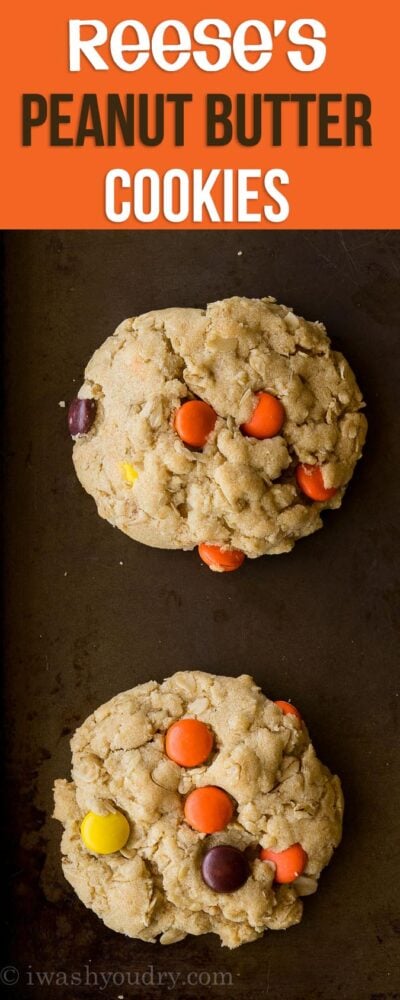 Oh my gosh!! These Reeses Peanut Butter Oatmeal Cookies are ridiculously good!