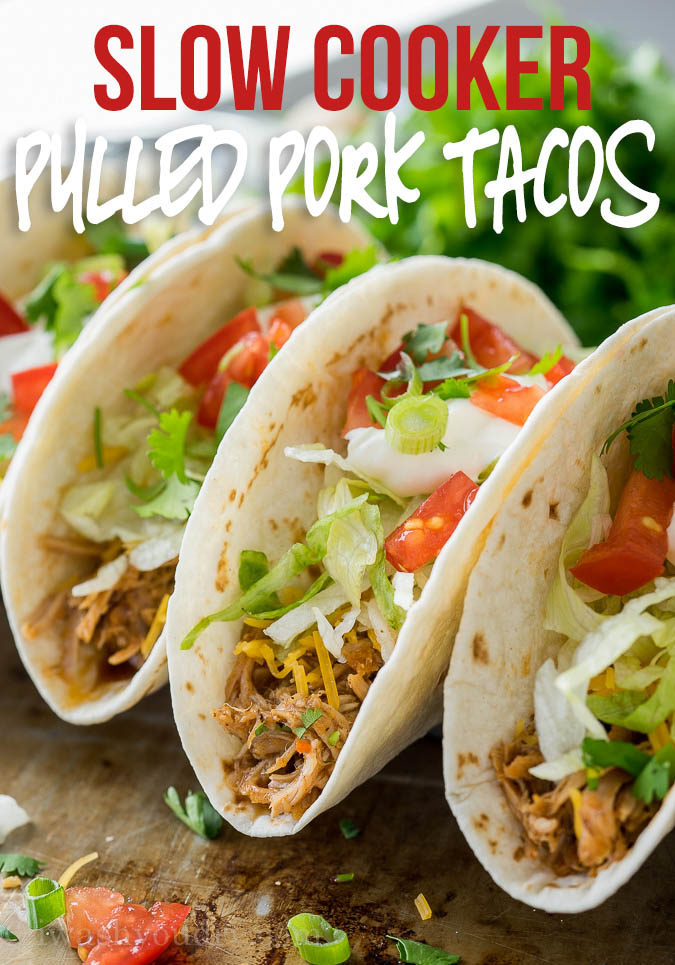 These Easy Slow Cooker Sweet Pulled Pork Tacos have the best flavor! My family constantly requests them for our taco night dinners!