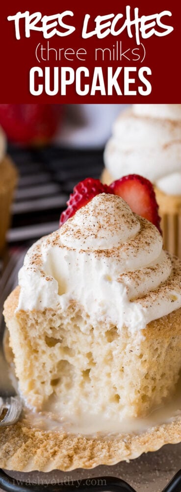 MIND BLOWING Tres Leches CUPCAKES!! This super easy Mexican inspired dessert is perfect for parties! So delicious!