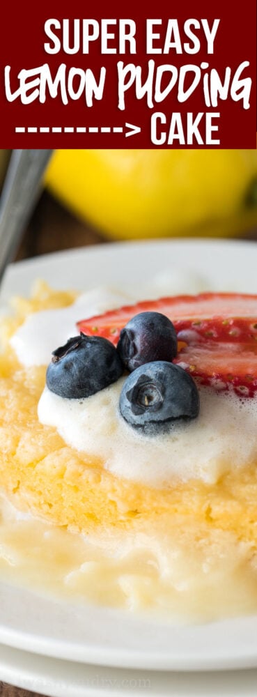 Need a quick dessert? This 5 ingredient Lemon Pudding Cake is where it's at! So easy and perfectly delicious!