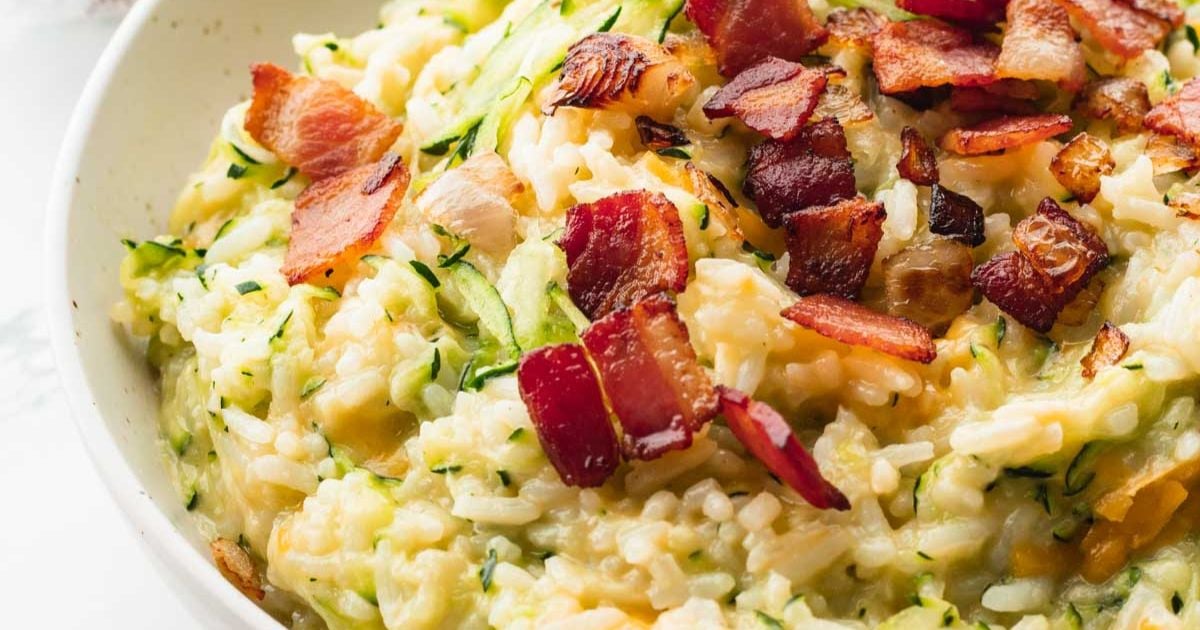 Cheesy Zucchini Rice with Bacon - I Wash You Dry