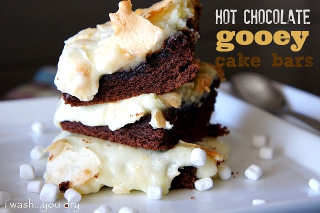 hot chocolate gooey cake bars