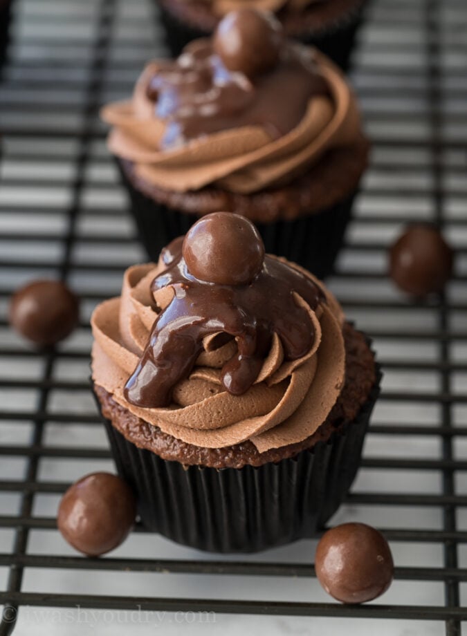 I took these Chocolate Malt Cupcakes to a party and they were the first thing to go! Everyone LOVED them!!