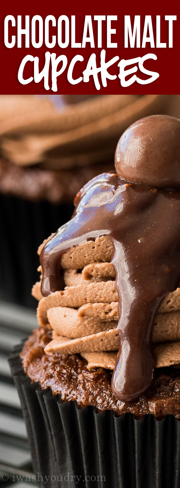 These Chocolate Malt Cupcakes are topped with a delicious Chocolate Malt Buttercream Frosting and a smooth and creamy chocolate ganache! Impressive, yet SO EASY to make!