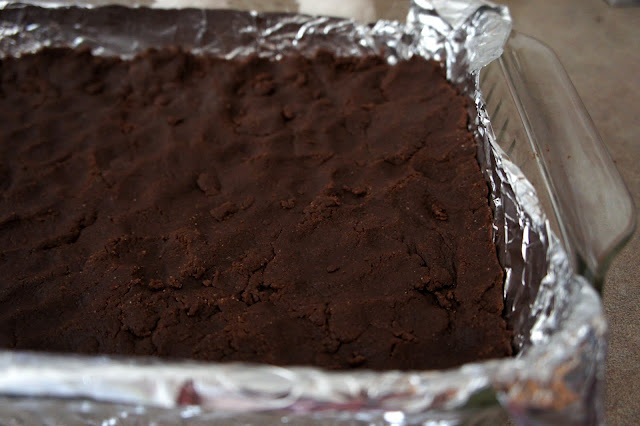 Cake in a tinfoil lined baking dish