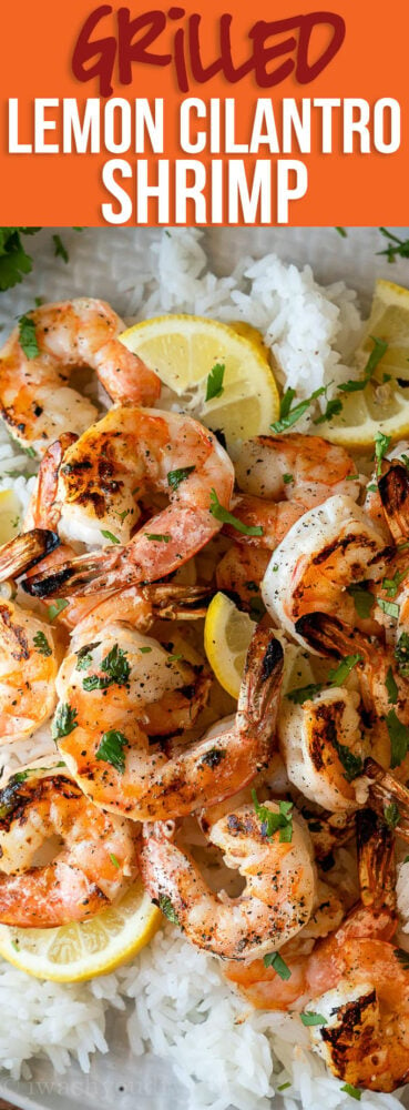 This Grilled Lemon Cilantro Shrimp Recipe is perfectly seasoned shrimp that are grilled up in minutes for a light and fresh Summer dinner.