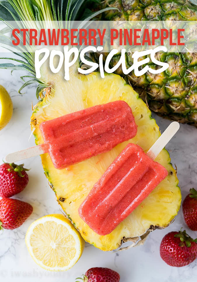 These Strawberry Pineapple Popsicles are so simple to make and my kids LOVED them!