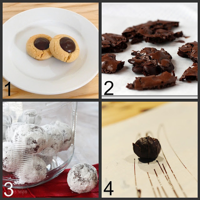 A grid of four different types of cookies.