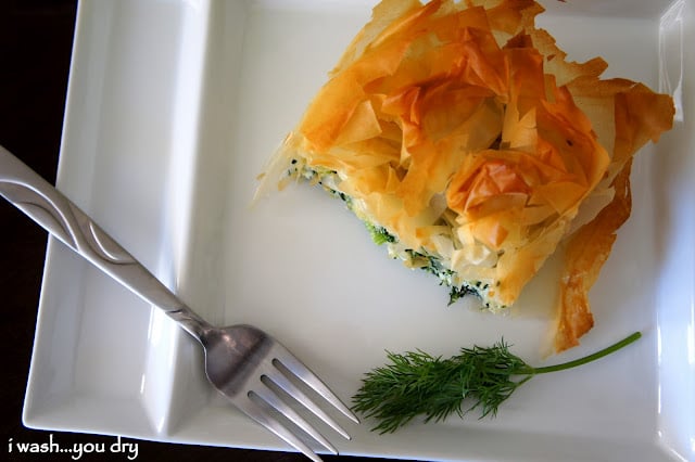 Pie Style Spanakopita displayed on a plate