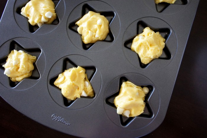 Shortcake Cookie dough in a pan with star shaped molds