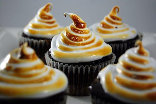 A close up of S\'mores Cupcakes