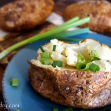 A baked potato on a plate