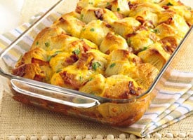 Bacon cheese pull apart in a pan