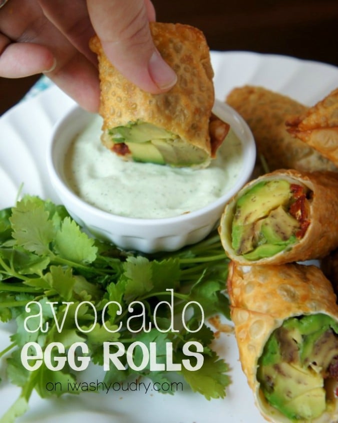 Avocado Egg Rolls with a Creamy Cilantro Ranch Dip! Cheesecake Factory copycat recipe! 