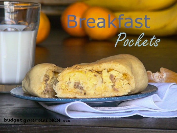 A homemade breakfast pocket on a table