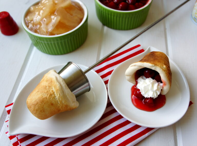 A display of campfire tarts on plates with filling options 