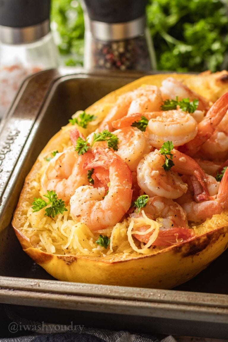 spaghetti squash with garlic shrimp