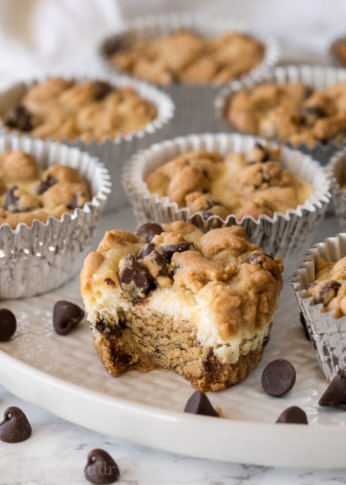 These Chocolate Chip Cookie Dough Cheesecake Cups are the perfect easy dessert for pot lucks and parties!