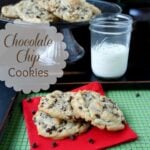 A display of chocolate chip cookies on a napkin