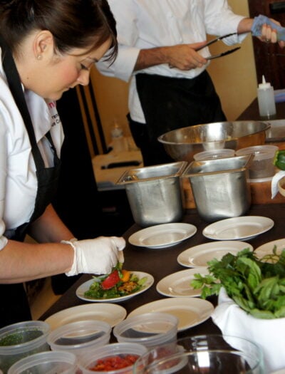 A group of chefs preparing food at Camp Blogaway 2012