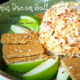 A close up of a Coconut Dream Ball surrounded by graham crackers and green apple slices