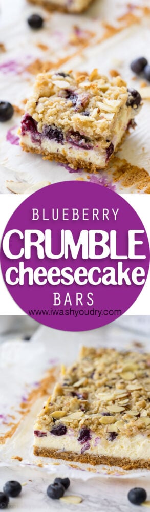 I made these Blueberry Crumble Cheesecake Bars for a party and they were the first to go! 