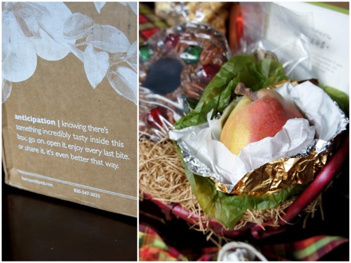 A picture showing the quality of a golden wrapped pear from Harry & David