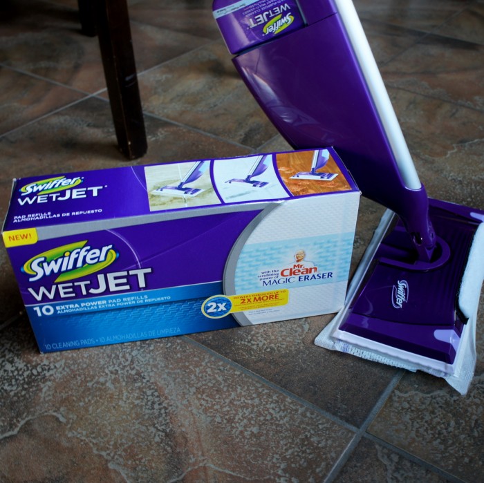 A close up of a Swiffer Wet Jet and pads