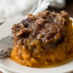 OMG! This Crock Pot Sweet Potato Casserole was SO EASY to make and everyone raved about how delicious it was!