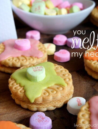 A close up of You Melt My Heart Cookie Valentines