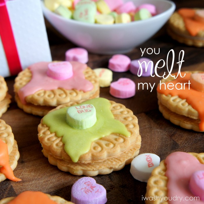 A close up of You Melt My Heart Cookie Valentines