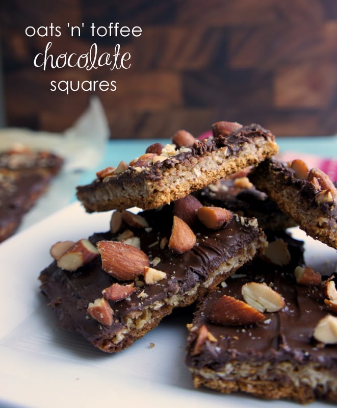 Oats 'n' Toffee Chocolate Squares - I Wash You Dry