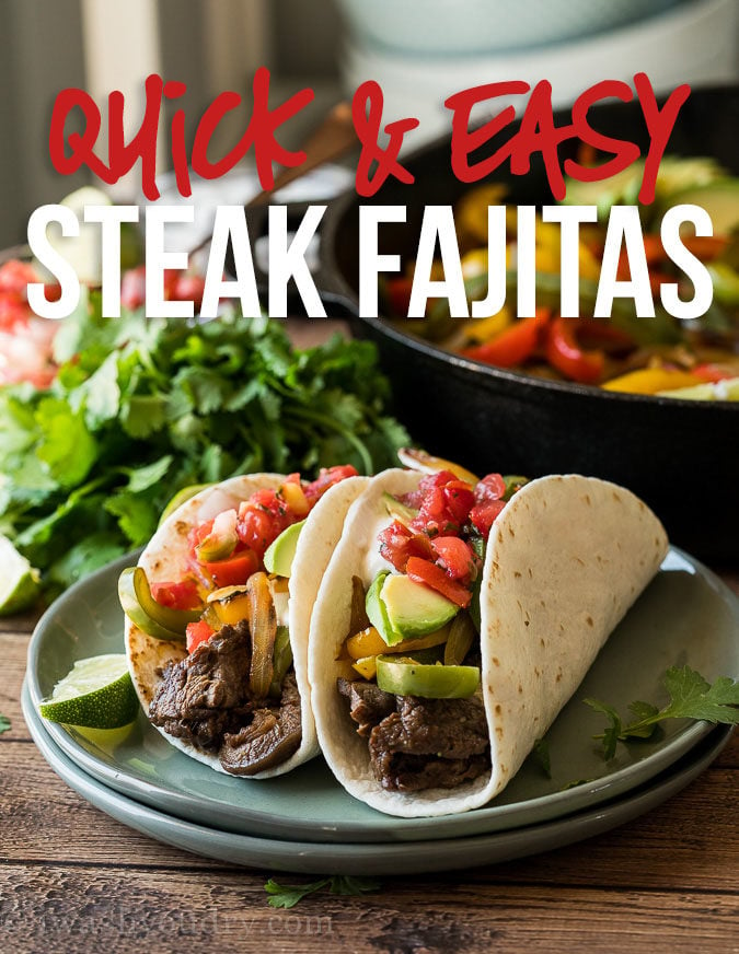 This super quick Steak Fajitas Recipe has a delicious and simple steak marinade and tender crisp peppers.