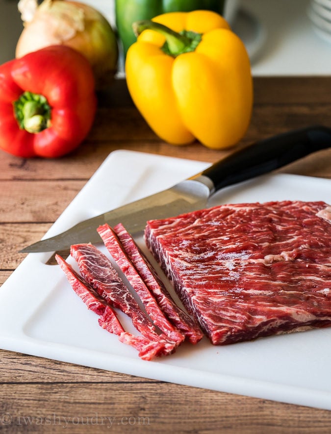 How to cut thin strips of steak for fajitas.