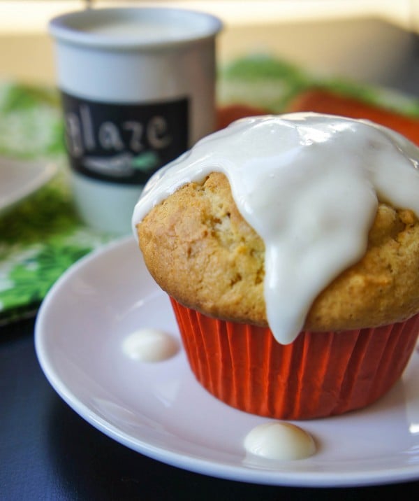 Bakery Style Carrot Cake Muffins with a Cream Cheese Glaze