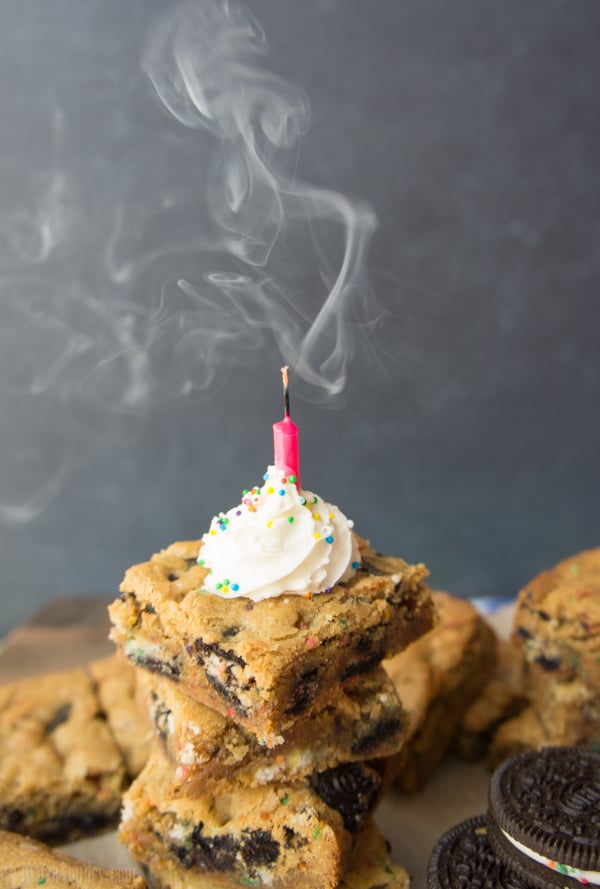 Oreo Birthday Cake Blondies