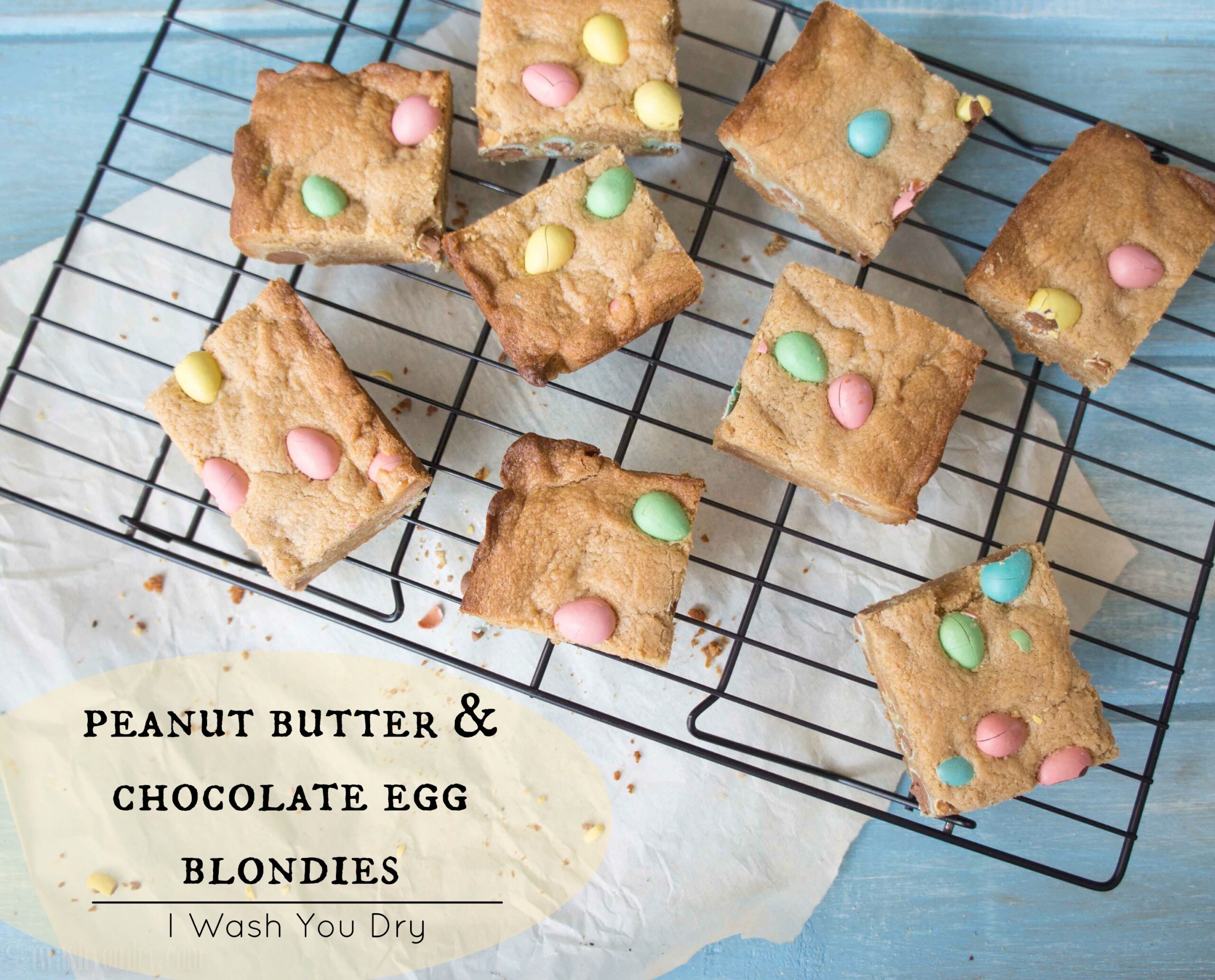 Peanut Butter and Chocolate Egg Blondies I Wash You Dry