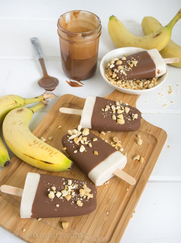 Chocolate Dipped Banana Cream Pops (with chopped nuts too)