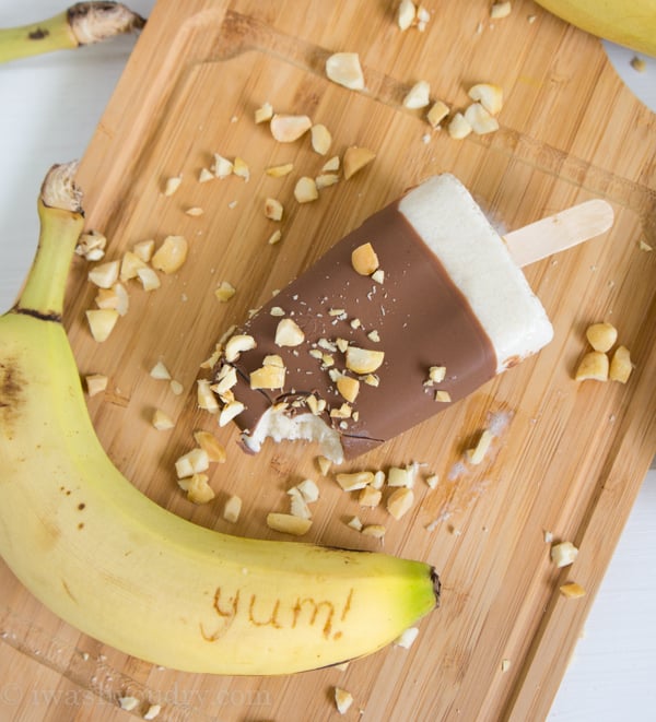 Chocolate Dipped Banana Cream Pops (with chopped nuts too)