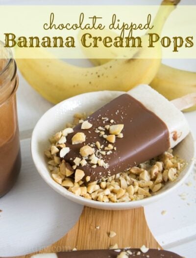Chocolate Dipped Banana Cream Pops (with chopped nuts too)