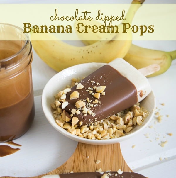 Chocolate Dipped Banana Cream Pops (with chopped nuts too)