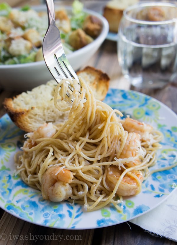 Garlic and Brown Butter Shrimp Pasta Dinner Recipe {done in 15 minutes}