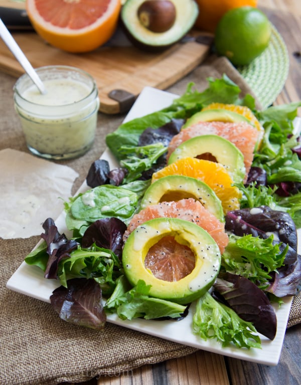 Avocado & Citrus Salad with Creamy Lime Poppy Seed Dressing
