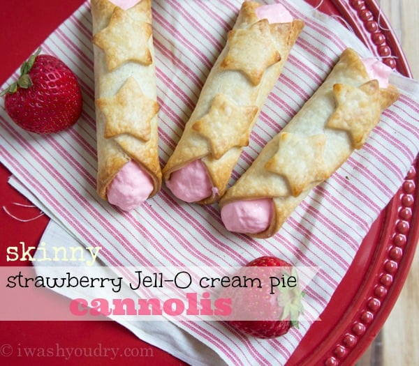 Skinny Strawberry Jell-O Cream Pie Cannolis