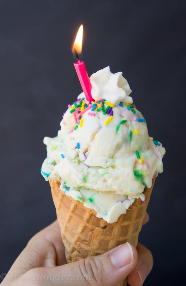 Creamy {Low Fat} Cake Batter Ice Cream with a secret ingredient!