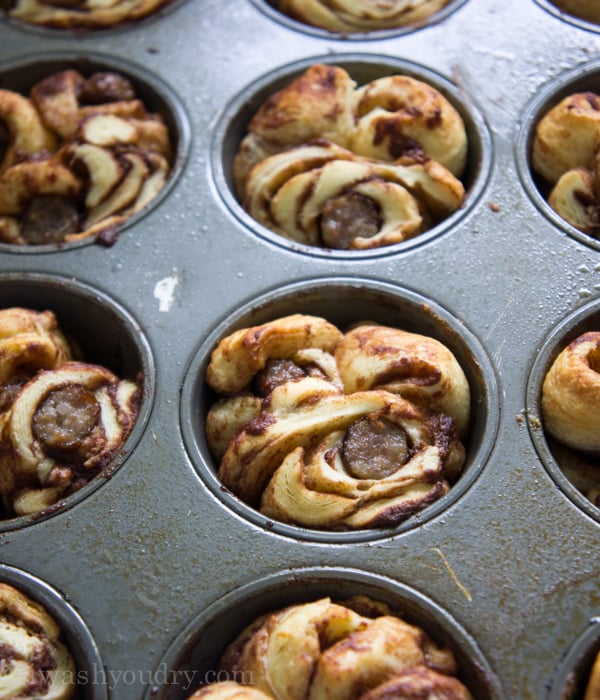 Sausage Filled Cinnamon Roll Monkey Bread